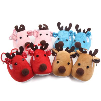 China Lovely Anti-odor Christmas Coral Fleece Deer Bear Prewalker Merry Christmas Animal Baby Shoes for sale