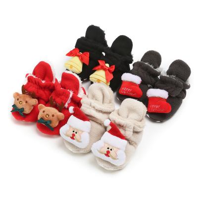 China 2020 Warm Cartoon Anti-odor Flannel Warm Cartoon Merry Christmas Shoes Socks Infant Baby Boots for sale