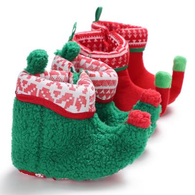 China Anti-slippery Green Holiday Infant Baby Christmas Unique Decorated Shoes For Toddlers for sale