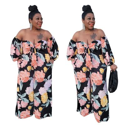 China AI246-671 viable plus size women jumpsuit fashion loose female modern clothing flower romper wholesale for sale