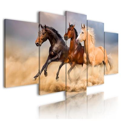 China Modern Wholesale Animal Running Horse Running Canvas Decor Animal Wall Painting Home Art for sale