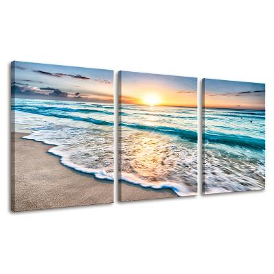 China Modern Modern Seascape Wall Art Work Canvas Painting For Sunset Beach Print Picture Wall Decor Seascape Wall Art for sale