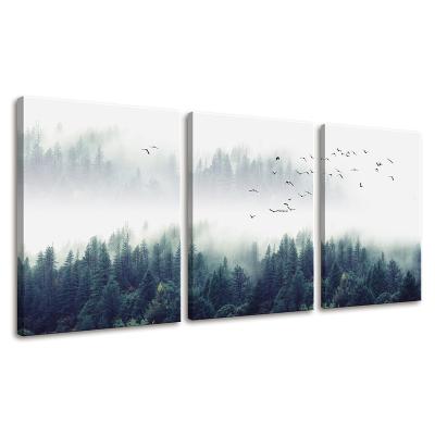 China Modern Wall Decor For Living Room Foggy Art Work Landscape Canvas Wall Art Print Home Decor Forest Trees Picture Print Modern for sale