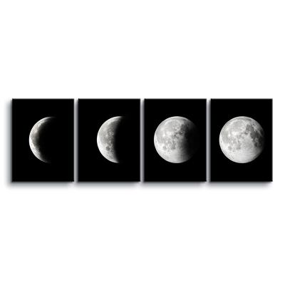 China Abstract Wall Art American Style Space Black and White Pictures Prints for Home Office Wall Decor Custom Moon Painting Prints for sale