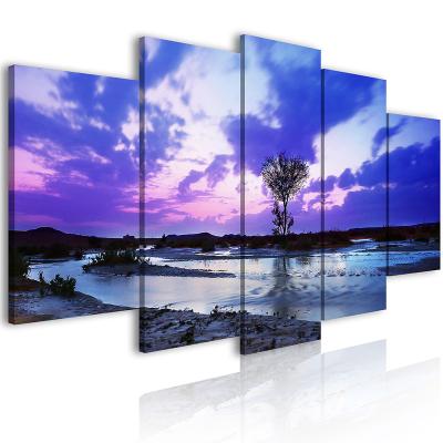 China Modern Whole Sale Home Decor Canvas Printing 5 Panel Landscape Wall Art Print Canvas Painting for sale