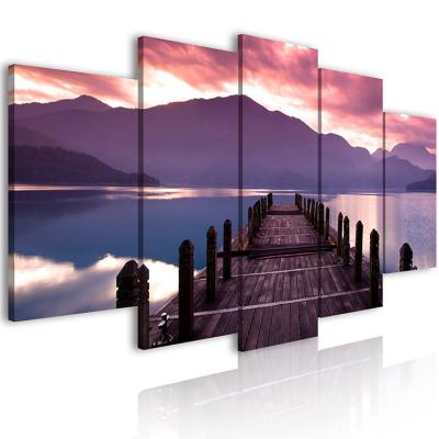 China Modern Wall Painting Custom Prints Abstract Decoration 5 Panel Canvas Wall Art Bridge Print Canvas Art for sale