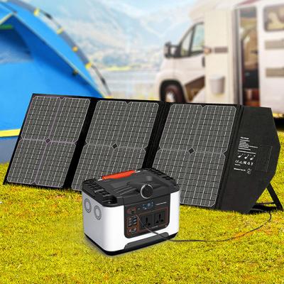 China USB-AC-DC-PD Outlets USB AC 3 DC in 1 UPS Generator Power Bank Portable Solar Mobile Energy Storage Station 220V 700W Power Supply for Camping for sale