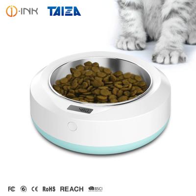 China Wholesale Automatic Pet Food Scale Digital Stainless Steel Pet Cat Dog Feeding Bowl White Plastic Puppy for sale