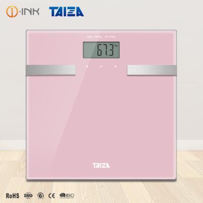 China Glass Digital Taiza 180kg 396lb Bathroom Body Composition Analyzer Weight Platform / Weighing Platform BMI Body Fat Scale for sale