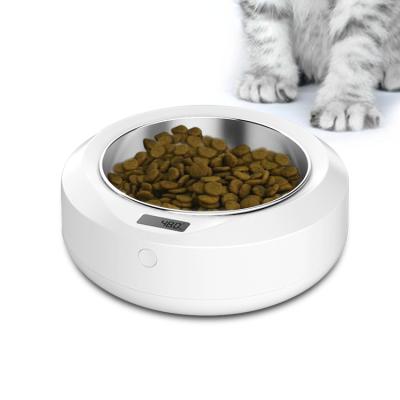 China 2019 New Product 1Kg 2G Automatic Smart Pet Feeder Stainless Steel Pet Food Bowl White Pet Bowl Scale for sale