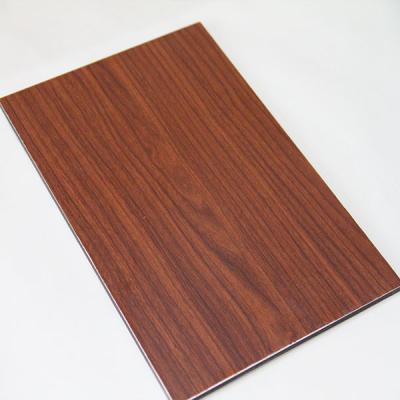 China PE PVDF Coating Wooden Aluminium Composite Panel Exterior House Facade Wooden for sale