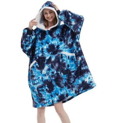 China OEM Sherpa Blanket Wearable Oversized Cozy Hoodie Blanket With Sleeves Arm Flannel Wearable Blanket For Adult for sale