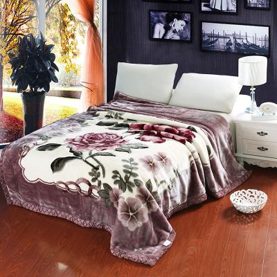 China PORTABLE wholesale super printed knitted embossed warm cozy 2 ply soft polyester sherpa raschel blanket for sale