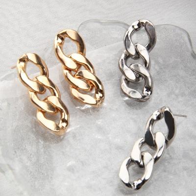 China Designer Fashion Trendy Earrings Wholesale Fashion Women Jewelry Copper Gold Plated Cross Chains Earrings for sale