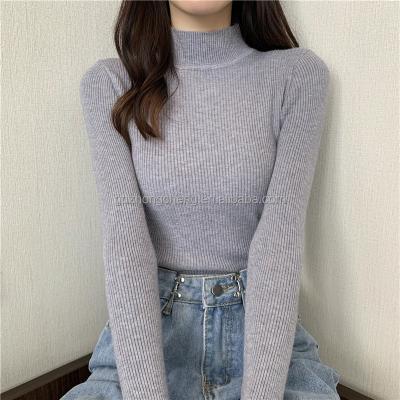 China sweaters Autumn Winter Women Apparel Casual Anti-wrinkle candy color turtle neck half knit pullover sweater for sale