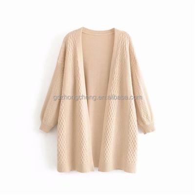 China Autumn Winter Korean Midi Cardigan Batwing Loose Knitted Sleeve Anti-Wrinkle Wholesale Pockets Long Sweaters Open Front Cardigans For Women for sale