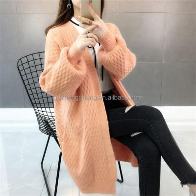 China 2021 Lady's Anti-wrinkle High Quality Rws Grs Rib Cashmere Loose Needle Knit Cardigan Sweater Thick Warm Anti-wrinkle for sale