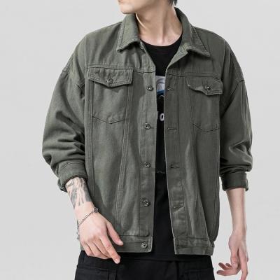 China Fashion Waterproof Black Casual Coat Spring Solid Color Men Loose Denim Jacket for sale