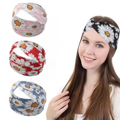 China Korean version of popular Daisy Headband Fabric Hair Accessories fabric hair accessories Cross-tied headband headband customization for sale