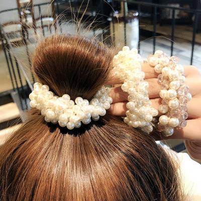 China Elegant Colors Woman Pearl Hair Ties Hair Ties Pearl Elastic Hair Band Hair Accessories Holders Elastic Bands Girls for sale