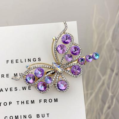 China Metal Hair Clips Shape Korean Hair Clips For Women With Vivid Colorful Bling Crystal Butterfly Hair Clip for sale