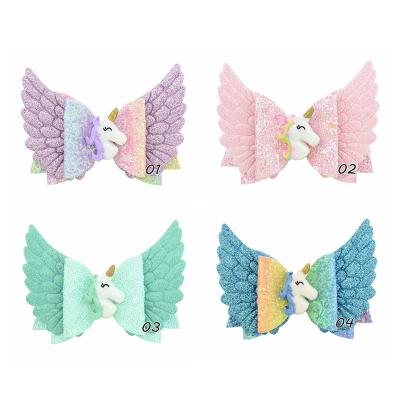 China Cute Unicorn Hairpins Baby Hairpins Headwear Hair Accessories Christmas Party Hair Bows Girls Cute Hair Bows for sale