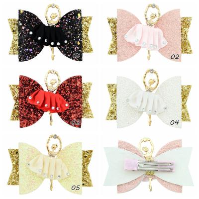 China Hair Clips For Kids Accessories Ballet Girl Hairpin Glitter Half Covered Cloth Kids Hair Accessories Rhinestone Environmental Friendly Clip for sale