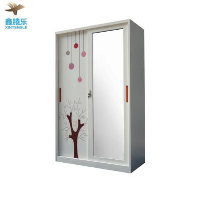 China 2020 New Promotion Expandable Green Coat Powder Coat Cabinet Iron Closet Iron Steel Baby Godrej Almirah Designs Clothes Almari With Price for sale