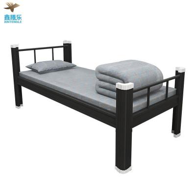 China Factory Adjustable (Height) Wholesales Knock Down Steel Structure Space Saving Hotel Room Apartment Dormitory Heavy Duty Metal Single Bed Frame for sale