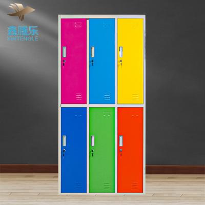 China Chinese Cheap Commercial Furniture Kids School Student Gym Used Metal 6 Doors Clothes Storage Cabinet Locker For Changing Room for sale