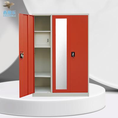 China Armarios Para Steel Ropa Closet Design 3 Door Bedroom Wardrobes Iron Tengle Wardrobe Expandable Simple Design Iron Wardrobe for sale