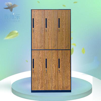 China Armario Locker Metal Loker Guangdong Factory Price 6 Door Armadietto Adjustable Cheap Steel Gym Locker Work Staff Storage Locker for sale