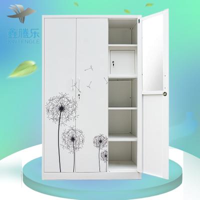 China Cheap modern dewasa de baju d'almari de iron armario de metal Waredrobe en metal de godrej d'almirah almari 3 extendable steel door wardrobe for sale