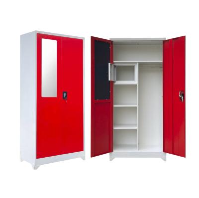 China 2021 Best Selling Modern Thin Style Beautiful 0.7mm Thickness Amazon Steel 2 Piece Door Locker Clothes Wardrobe With Legs for sale