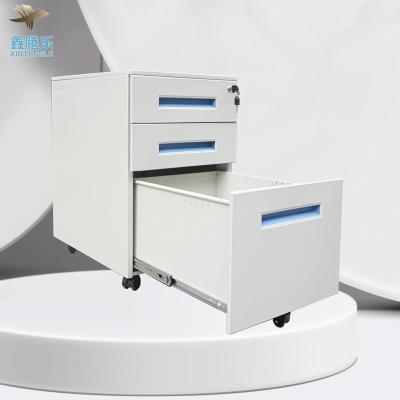 China Office Equipment A4 Folder Expandable Colorful Mobile Cabinet 3 Drawer Mobile Pedestal With Handle for sale