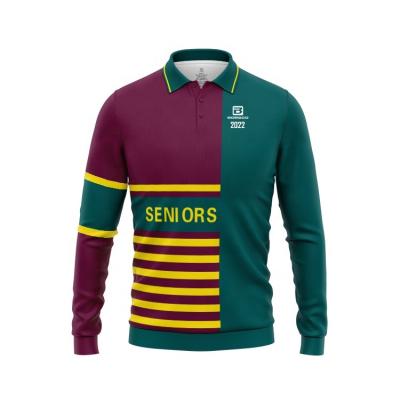 China Breathable Custom Design Mens Rugby Shirt Classic Stripe Long Sleeves Cotton Jumper Knitted School Senior Rugby Football Jumper Polo Collar for sale