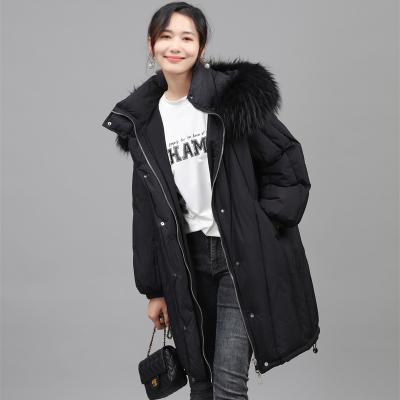 China Waterproof 2022 Customized Women Winter Genuine Fur Coat Real Warm Outwear With Fox Fur Down Collar Womens Coat for sale