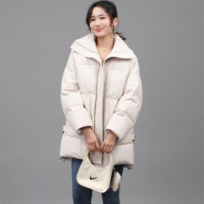 China Custom Made Fashion Waterproof Casual Female Ladies Faux Leather Down Coats Women's Winter Down Coats With Stand Collar for sale