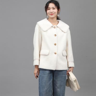 China Wholesale New Design Anti-wrinkle Wool Coat Winter Elegant Square Collar Faux Fur Coat For Ladies With Lining for sale