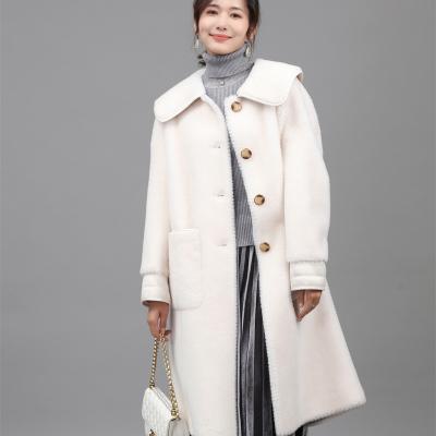 China New Arrival Elegant Women Winter Wool Anti-Wrinkle Long Coat Elegant Faux Fur Coat For Ladies for sale