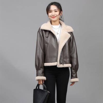 China Fashion Breathable High Quality Professional Synthetic Women's Jacket Wool Ladies PU Leather Jacket For Women for sale