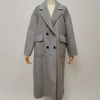 China New Fashion Breathable Winter Plus Size Warm Gray Color Women Woolen Coat Cashmere Wool Coat for sale