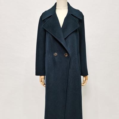 China 2021 High Quality Elegant Solid Wool Cashmere Long Overcoat Woman Breathable Winter Coats for sale