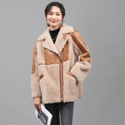 China coat 2020 plus size PU leather and 100% wool Anti-wrinkle new styles for Huaying fur ladies for sale