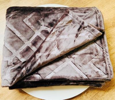 China PORTABLE Custom Super Soft Solid 3D Embossed Throw Flannel Mink Blanket for sale