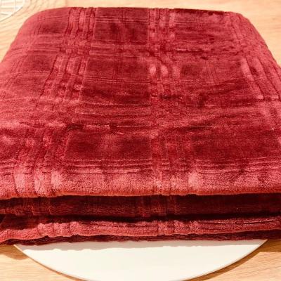 China Direct Selling PORTABLE 3D Custom Fashionable Super Soft Solid High End Embossed Throw Flannel Mink Blanket for sale