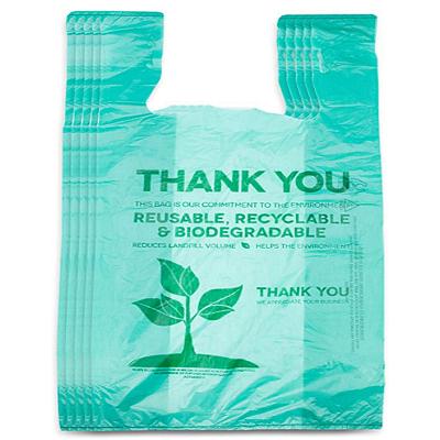 China Factory Price Eco Friendly BIODEGRADABLE T-shirt Vest Bag Wholesale 100% Biodegradable PLA PBAT Shopping Bag for sale