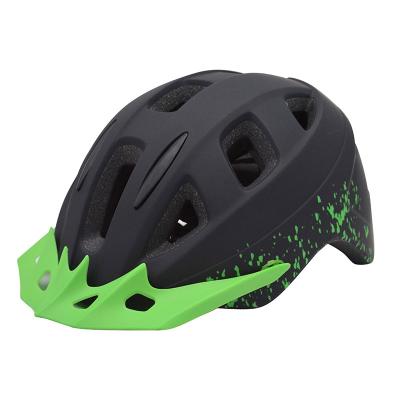 China BLACK IN-MOLD ABS+PC KIDS HELMET SHELL AND GREEN VISOR for sale