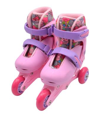 China Hot Sale 3 Wheels Children PVC PP Chassis Children Inline Skating Roller Stripe For Sale for sale