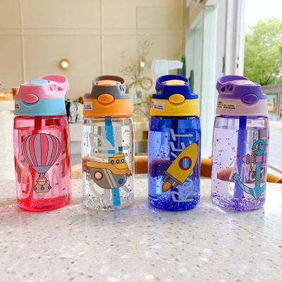 China Doyoung Viable Custom Cute School Drinking Straw Bpa Free Plastic Children Drink Water Bottle With Straw For Kids School for sale